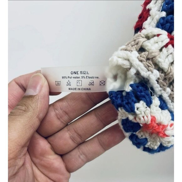 Handmade Crocheted Granny Square Cropped Hippie Tank Top Festival One Size White - Picture 5 of 7